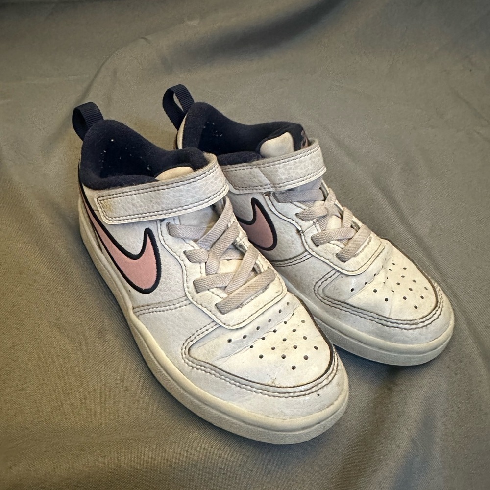 Nike White and Pink Sneakers with Signature Swoosh